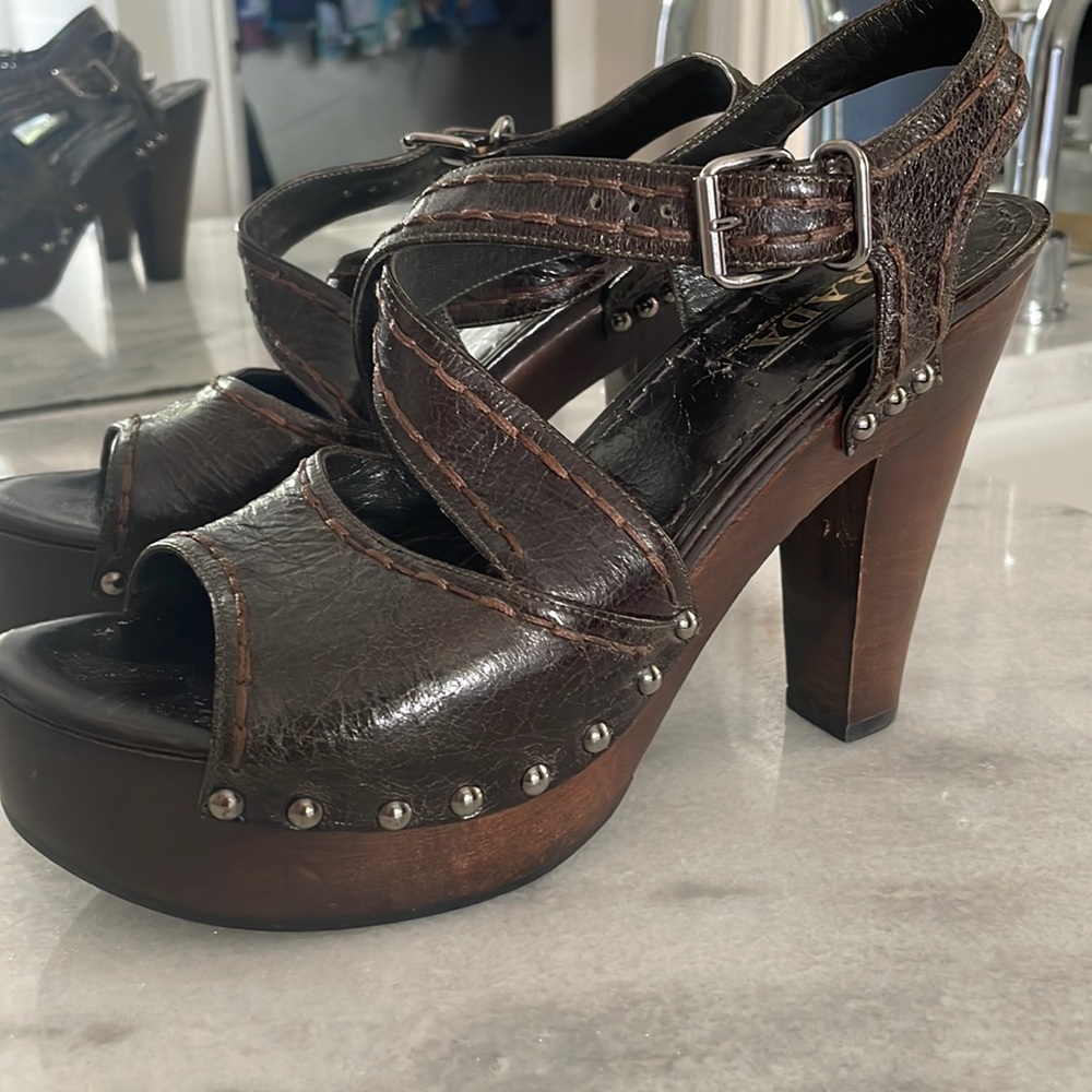 Prada Wooden sole heels! Size 38. Great condition! No box:(